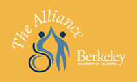   drawing of a person in a wheelchair high-fiving a person standing up. The words read  "The alliance" next to the words UC Berkeley 